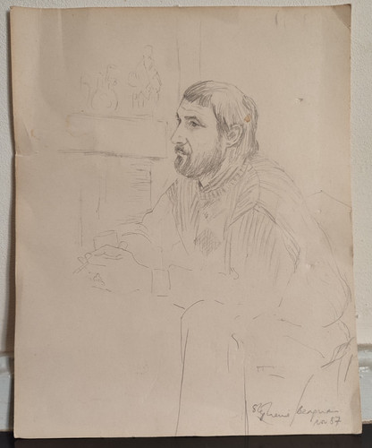 Dessin crayon signé - signé, et