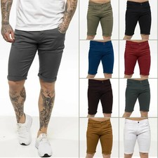 Kruze Short Chino Homme Coupe Slim Coton Extensible Casual Été Plage Demi Pants