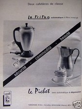 PUBLICITÉ 1960 2 CAFETIÈRES LE TRITON AUTOMATIQUE ET LE PICHET - ADVERTISING
