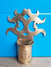 ANCIEN PYROGENE PORTE ALLUMETTES MURAL LAITON ANCRE DE MARINE