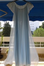 VINTAGE/RETRO: CHEMISE de NUIT, NYLON doublé VOILE, T: 38/40 (Fr)