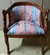 Fauteuil style "crapaud" bois couleur merisier et tissu - Excellent état
