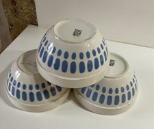 ORIGINAL LOT 3 BOLS SARREGUEMINES DIGOIN BLANC À POIS BLEU COLLECTION DECO
