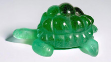 Presse papier figurine en verre vert art tortue française Daum environ 500 g ...