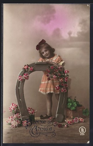 Carte postale fille - avec, fer