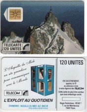 F13  AIGUILLE du MIDI N° 4692  TELECARTE 120u COTE 600€ UTILISEE T B E PUCE SO2