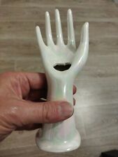 Baguier Porte Bague forme main en céramique vintage vase soliflore blanc irisée