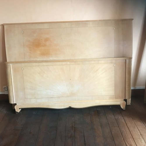 Lit art déco bois - déco, jaune