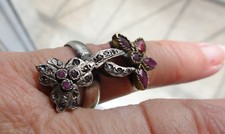 BAGUE/ VICTORIENNE/ FLORALE/ RUBIS/PIERRES DU RHIN/RARE