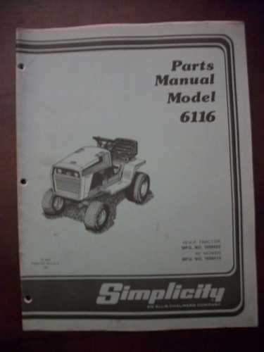 Simplicity parts manual - simplicity, model