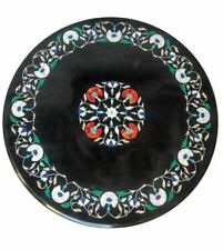 24 " Noir Marbre Table Top Décorative Handmade Travail Pour Décor Maison