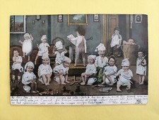 CPA FANTAISIE MULTI-BÉBÉS BABIES Pot de Chambre à Mlle Ida DESCHODT de CAESTRE
