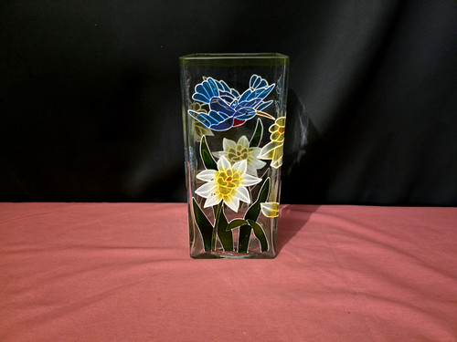 Vase verre décor - à, peint