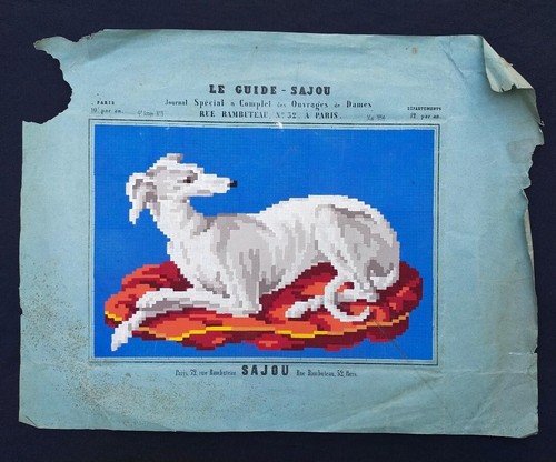 Levrier blanc rare - blanc, gouache