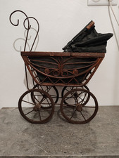 Petit LANDAU/ POUSSETTE  et sa Poupée. Jouet Ancien. Début 1900