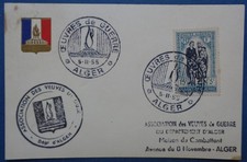 Algérie, carte 1er jour, n°330, œuvres de guerre, 1955