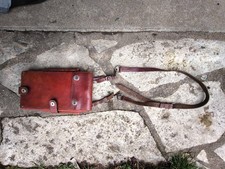 Porte carte officier cuir rouge vétéran français WW2 format US pression lift dot