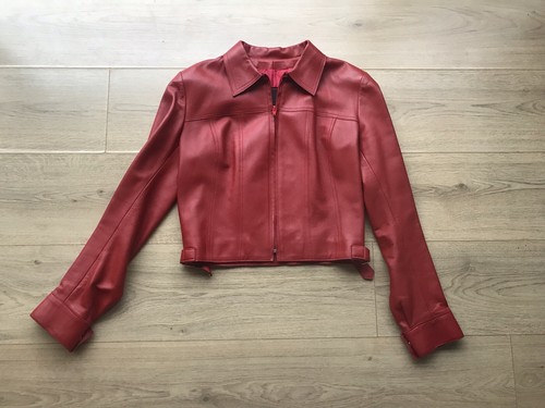 Veste cuir rouge pap kik - veste,