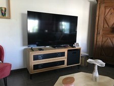 meuble tv  sur pieds,chêne