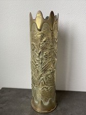 grosse douille obus decore art nouveau ? fleur art tranchee soldat guerre art 