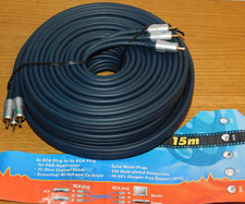 15M 15 metres CABLE AUDIO VIDEO OR GOLD 14K dvd VCR plug RCA jack RGB coaxial