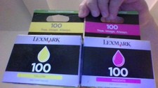 cartouche d'encre lexmark 100 magenta + 100 yellow  neuf sous blister