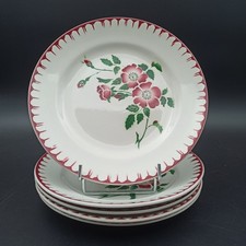 DIGOIN SARREGUEMINES- 5 ASSIETTES PLATES EN FAÏENCE Modèle ÉPERNAY Fleurs Roses