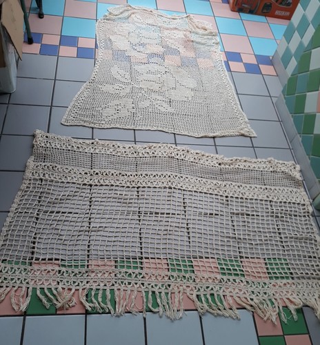 Lot rideaux crochet - rideaux, textile