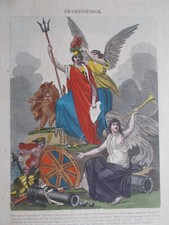 SUPERBE GRANDE GRAVURE COULEUR ANGLAISE FRONTISPIECE VICTOIRES MILITAIRES UNIQUE
