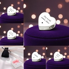 Argent Sterling Perle Coeur, Personnalisé, Tout Gravure. Breloque Européenne