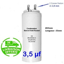 Condensateur de 3.5 uF (µF) pour moteur SOMFY ou SIMU de volet roulant ou store