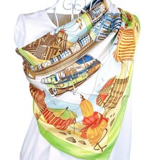 Foulard en soie HERMES Carre 90 "Charmes des Plages Normandes" par Loic...