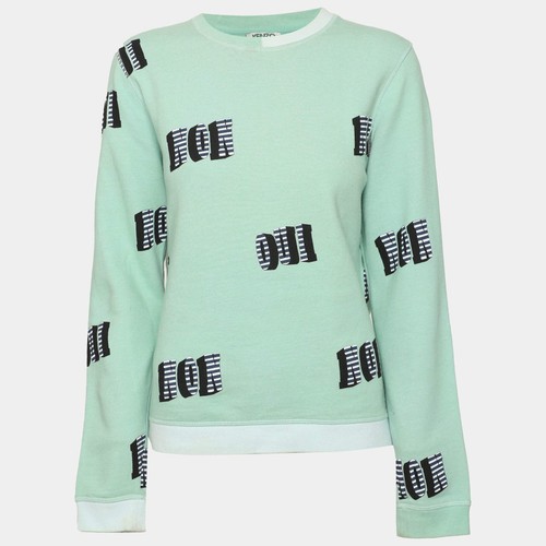 Pull jersey imprimé vert - pull, en