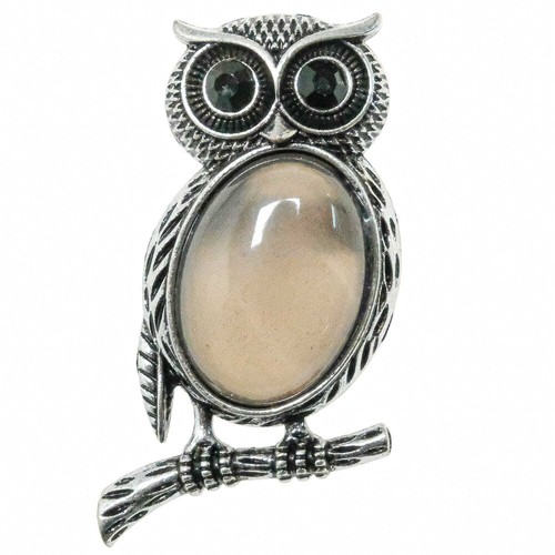 Broche hiboux avec agate grise