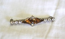 broche  ancienne - 2 pierres taillées - citrine? et brillants cristal? TBE