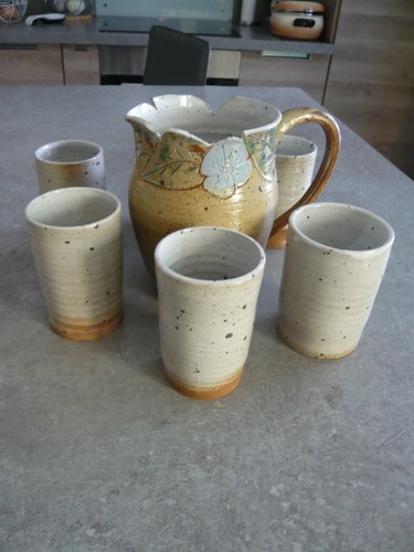 Pichet verres poterie - +, 6