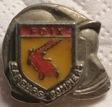 SAPEURS POMPIERS  FOIX  Blason Camion Ancien Grande Echelle Casque F1  pins 1985