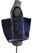 Très Beau Et Authentique Sac Cabas Laine Marine Sequins Vanessa Bruno Tbe