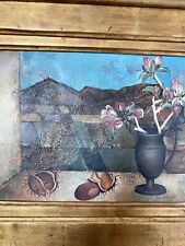 HST Signée Pierre Henry 62 Nature Morte « Fleurs de pommiers » Encadrée Art 20e