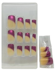 24 Faux ongles de Royal neutres et rose foncé - paillettés - forts et résilients