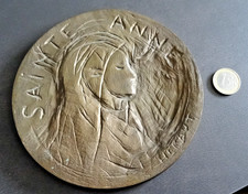 GROSSE MEDAILLE(1,170 KG)14 CM BRONZE" SAINTE ANNE" -GRAVEUR HERAUT
