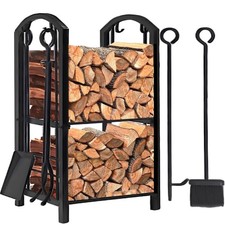 Amagabeli Porte Buche de Cheminée avec outils 74 x 40 x 30cm Range Buche Ense...