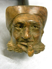 ANCIENNE PIPE DE BRUYERE FOURNEAU sculpter TETE D'HOMME  ART POPULAIRE