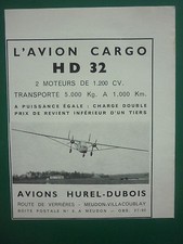 3/1953 PUB AVIONS HUREL-DUBOIS MEUDON VILLACOUBLAY AVION HD.32 ORIGINAL AD