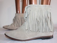 JANET & JANET  Boots Tout cuir beige à Franges T 36 TBE