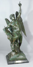 Le Génie Humain Par Emile Picault, 87 Cm, Très Grande Sculpture En Métal Patiné
