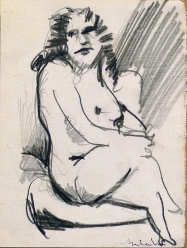Nue assise petit dessin - assise,