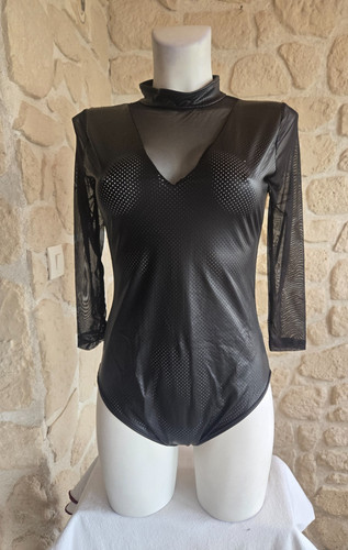 Body effet vinyle noir - , manches