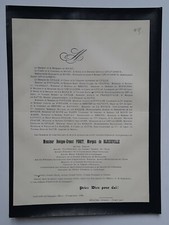 PORET MARQUIS BLOSSEVILLE Boury FAIRE PART Levavasseur CIVILLE Valdailly 1886