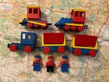 lot Lego Duplo train wagon locomotive personnages cheminots vintage